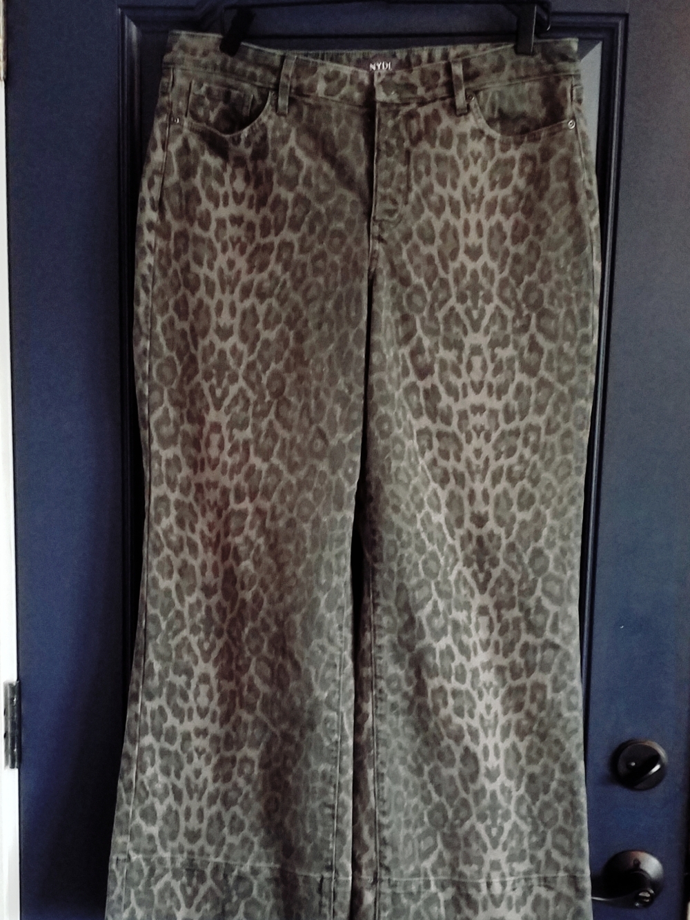 NYDJ Olive Leopard-Print Bootcut Pants